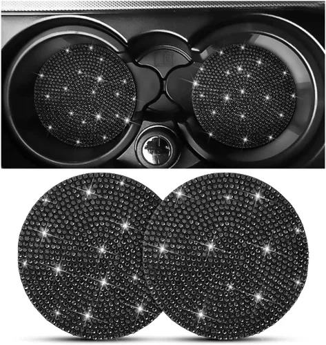 Osilly – Portavasos para auto con brillantes, 2 unidades, diamantes de imitación, antideslizantes, portavasos universales de 2.75 pulgadas,