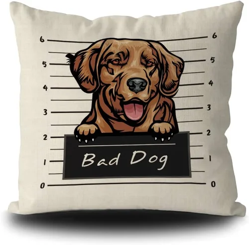 Miniatura 11 de Fundas de almohada de perro pastor alemán de 16 x 16 pulgadas, decoración de animales de perro malo, fundas de almohada de lino para sofá