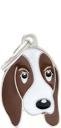 Colgante para mascotas, colgante de metal para perro, llavero de identificación de cachorro, llavero de cumpleaños (Basset Hound)