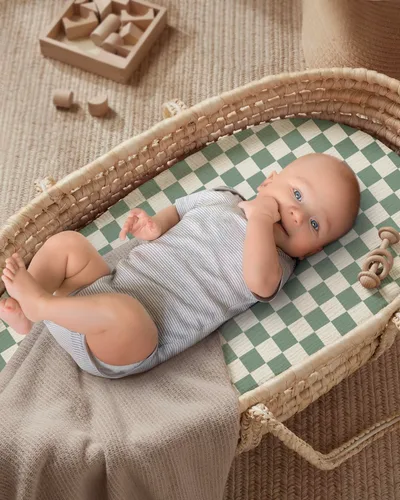 Miniatura 147 de Blissful Diary Sábanas de muselina para cuna para niñas, sábana de bebé de algodón suave bohemio para colchón de cuna estándar de 52 x 28 pulgadas