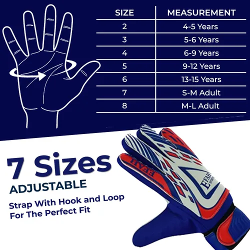 Miniatura 6 de Guantes de portero de fútbol para niños y jóvenes, guantes de portero de fútbol con agarres fuertes Azul/Blanco