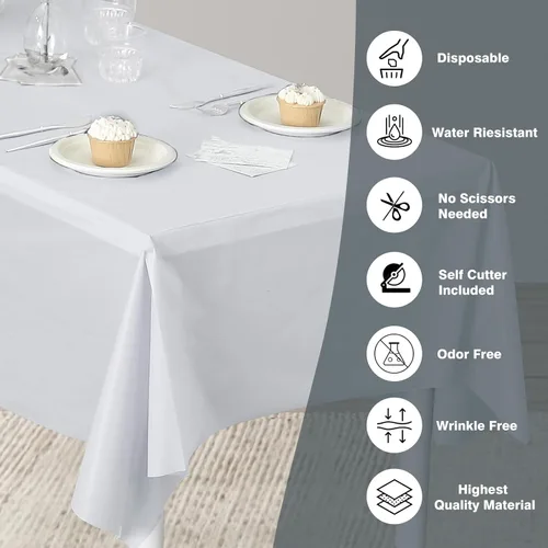 Miniatura 66 de Rollo de plástico para cubierta de mesa color verde manzana, 40 pulgadas x 100 pies, rollo de plástico resistente para cubierta de mesa de banquetes