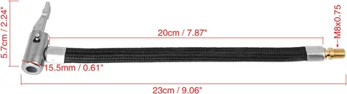 Miniatura 3 de X AUTOHAUX Válvula de neumático de coche de 7.9 in conectar tubo de aire Chuck inflador compresor bomba extensión manguera adaptador 2 unids