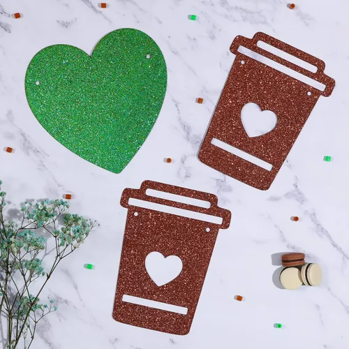 Miniatura 3 de Cartel de barra de café verde, guirnalda de taza con purpurina y corazón, pancarta con leche para cumpleaños, despedida de soltera, compromiso