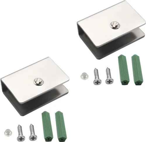 Miniatura 11 de 4 piezas de acero inoxidable ajustable soporte de estante de vidrio rectangular pequeña puerta gabinete abrazadera clip soporte para 0.236-0.315 in