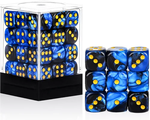Miniatura 24 de 36 de paquete de dados de 12 mm de 6 caras MINI, juego de dados de patrón de perla, dados estándar de 6 caras para Yahtzee, Bunco o enseñanza