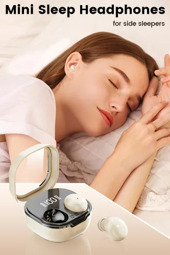 Miniatura 7 de Auriculares invisibles mini para dormir, inalámbricos, Bluetooth, ultraligeros, ajuste cómodo para dormir de lado, suaves, intrauriculares, tapones