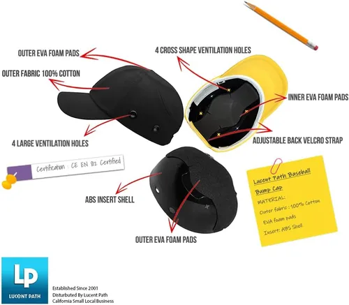 Miniatura 8 de Casco de béisbol amarillo de seguridad para hombres y mujeres