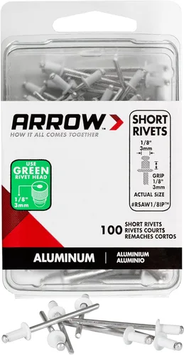Miniatura 8 de Arrow RSA1/8IP - Remaches cortos de aluminio para metal, tela, cuero y reparación de automóviles, 1/8 pulgadas, paquete de 25