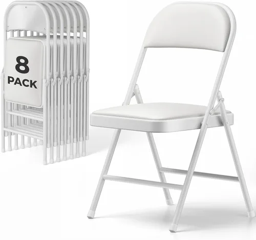 Miniatura 15 de Paquete de 2 sillas plegables, sillas de comedor plegables de piel sintética con asiento y respaldo acolchados, juego de sillas plegables