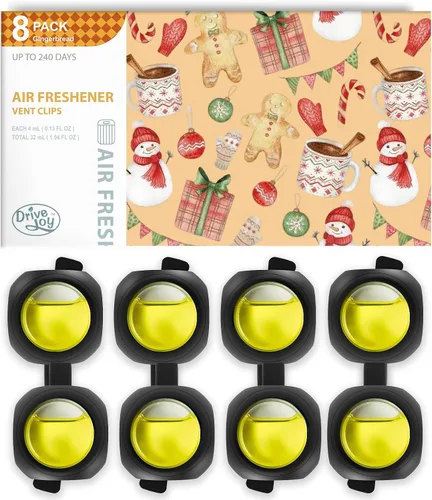 Miniatura 14 de Clips ambientadores para ventilación de automóvil, paquete de 8, proporciona aroma duradero, hasta 240 días, eliminador de olores (manzana y canela)