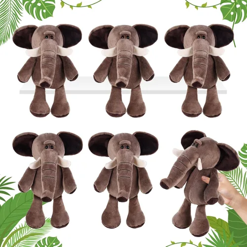 6 piezas de animales de peluche de safari a granel león, elefante, mono, tigre, animales del zoológico, junble para regalo de niños y niñas, fiestas