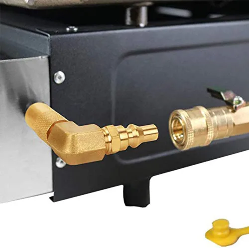 Miniatura 3 de Joywayus Adaptador de conexión rápida RV de baja presión de 1/4 de pulgada, adaptador de codo de 90 grados para parrilla de mesa Blackstone