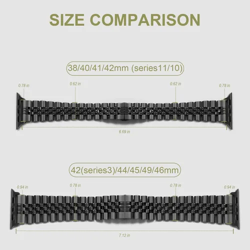 Miniatura 4 de baozai Correas compatibles con Apple Watch de 1.811 in 1.772 in 1.732 in 1.654 in 1.614 in 1.575 in 1.496 in, correa de acero inoxidable con funda