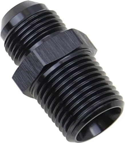Miniatura 75 de Adaptador de tubo de manguera de combustible de aluminio recto 16AN acampanado a 3/4" NPT macho Unión de rosca negro