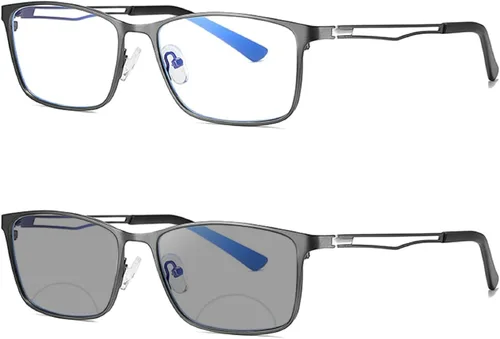Miniatura 9 de Lentes de lectura bifocales fotocromáticos de transición para hombres y mujeres, lentes de sol cuadrados transparentes con protección UV 0 ~ +4