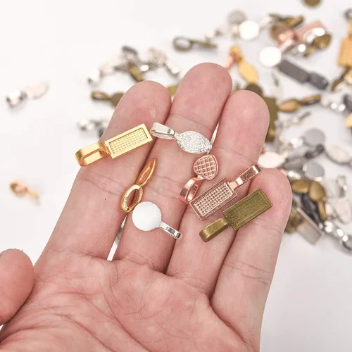Miniatura 6 de OBSEDE 120 piezas de pegamento en fianzas para hacer joyas, colgante, collar, aretes, abalorio, cuchara, ovalado, rectangular, corazón