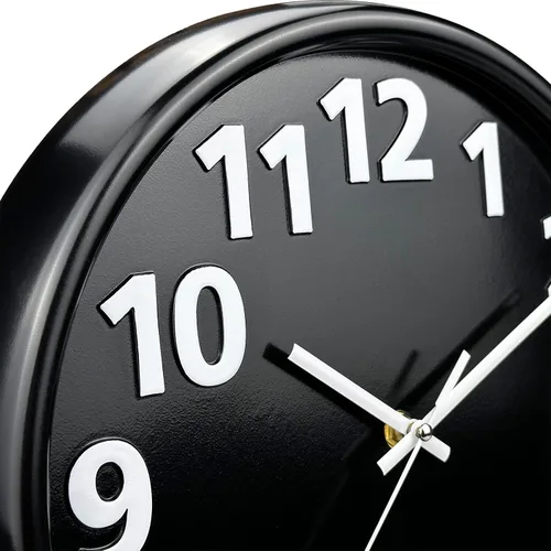 Miniatura 6 de Plumeet - Reloj de pared de 12 pulgadas, relojes de pared silenciosos, funciona con pilas, de cuarzo sin tictac, estilo moderno, adecuado para Negro