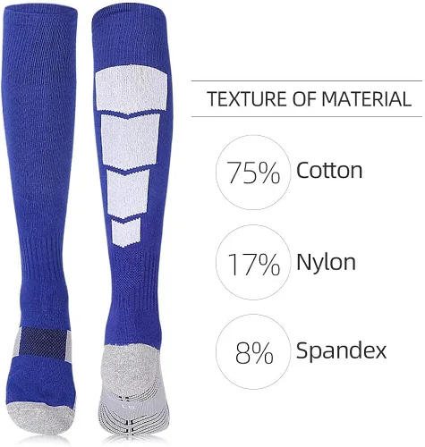 Miniatura 4 de 3 pares de calcetines de fútbol calcetines deportivos hasta la rodilla calcetines deportivos de compresión para hombres y mujeres para correr
