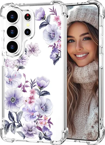Miniatura 55 de Hungo Funda compatible con Samsung Galaxy S23 con diseño floral y bonito diseño transparente, femenino para mujeres y niñas, con hermoso clavel