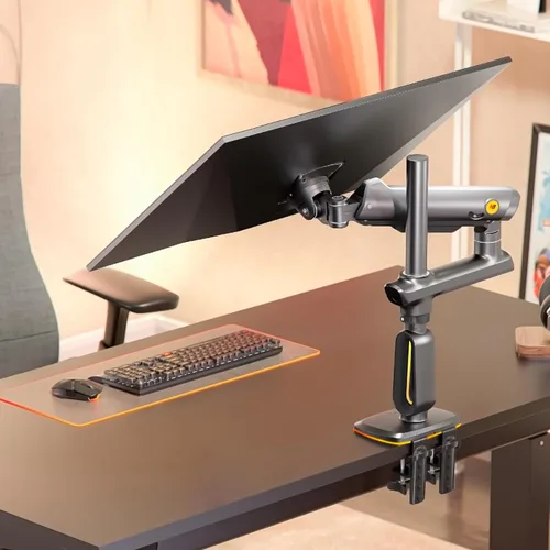 Miniatura 5 de NB Brazo de monitor de juego de altura extra para pantalla de 32 a 60 pulgadas, carga de hasta 20 kg, VESA 75/100, luz RGB, resistente, ajustable