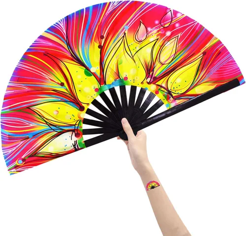 Miniatura 10 de Rave Fans - Ventilador de mano plegable grande para baile de línea, grandes abanicos de aplausos plegables para baile, festival de música, fiesta