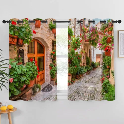 Miniatura 63 de Cortinas japonesas con pintura de tinta, monte Fuji, sol rojo, puesta de sol, hojas de bambú, cortinas de ventana para dormitorio, sala de estar
