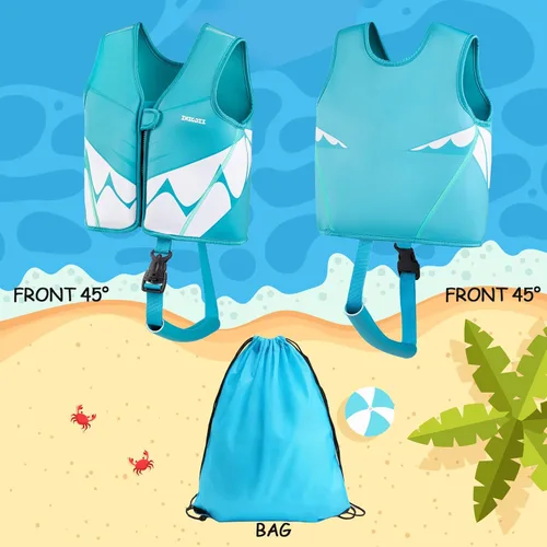 Miniatura 8 de Chaleco de natación para niños pequeños, chaqueta de natación para niños, chaleco de entrenamiento de natación con correa de seguridad ajustable Azul