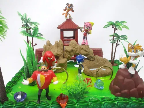 Miniatura 4 de Sonic the Hedgehog Deluxe Cake Topper Set con Sonic and Friends (diseño único)