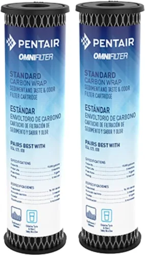 Pentair OMNIFilter TO1 Filtro de Agua de Carbón, 10 Pulgadas, Cartucho de Filtro de Repuesto Estándar para Toda la Casa de Carbón Envolvente para
