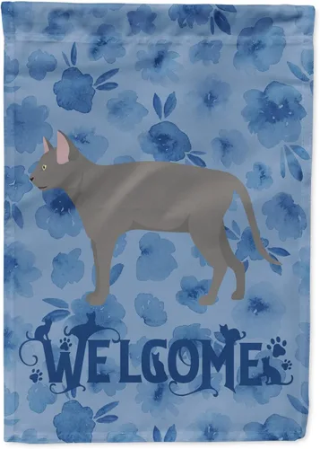Miniatura 307 de Caroline's Treasures CK4813CHF - Bandera de bienvenida con gato abisinio azul, manga grande, para porche, para colgar en la pared, poliéster