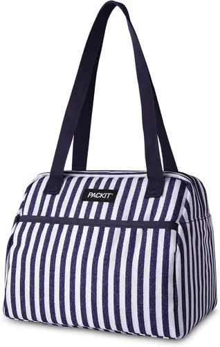 Miniatura 14 de PackIt® Lonchera Hampton congelable, color negro, fabricada con tecnología ECOFREEZE®, plegable, reutilizable, cierre de cremallera con bolsillo