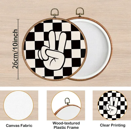 Miniatura 7 de KSDUT Arte retro para decoración de pared para el aula, arte de pared preppy a cuadros negros, marco de lienzo para colgar, letrero de paz