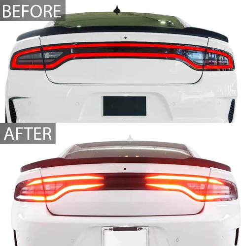 Miniatura 3 de Bogar Tech Designs Cubierta de vinilo con superposición de luces traseras de pista de carreras compatible con Dodge Charger 2015-2023 - Negro