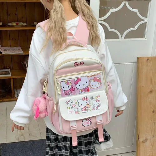 Miniatura 3 de Linda mochila kawaii, bolso Y2k Cutecore estético Grunge coquette Harajuku 2000s Bookbag diario senderismo, Rosado, Mochila Kawaii Cutecore Daypack