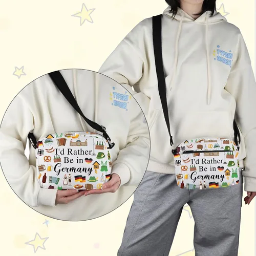 Miniatura 4 de PWHAOO Bolsa de maquillaje de viaje de Alemania, preferiría estar en Alemania, bolsa de cosméticos para vacaciones - Regalo de recuerdo, Más bien