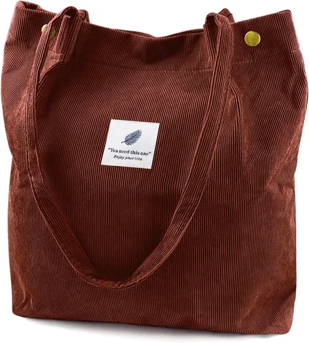 Miniatura 197 de Ayieyill - Bolsa de pana para mujer y niña, con correa de lona para colgar al hombro, bolsa con bolsillo