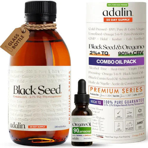 Miniatura 11 de adalin Aceite de semilla negra líquido 8.4 fl oz Aceite de semilla de Nigella Sativa Alto en timoquinona Prensado en frío Botella de vidrio