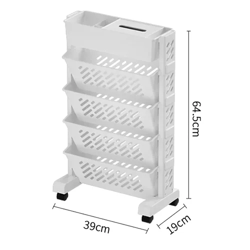 Miniatura 3 de HURRISE Estante organizador de almacenamiento, estantería movible, organización rodante, estante extraíble para libros, estantería móvil con ruedas