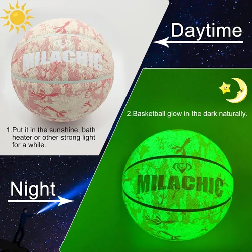 Miniatura 2 de Balón de baloncesto personalizado, que brilla en la oscuridad, regalo de baloncesto personalizado tamaño 7 (29.5"), tamaño 6 (28.5"), tamaño 5 Rosado