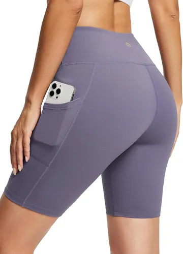 baleaf - Pantalones cortos de ciclista de cintura alta para mujer de 8" 5" 3", de spandex, con bolsillos, para yoga, entrenamiento, gimnasio,