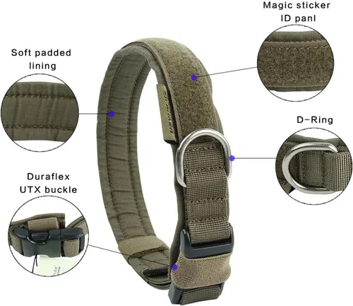 Miniatura 2 de EXCELLENT ELITE SPANKER Collar táctico para perros pequeños, de nailon, ajustable, resistente, militar, para perros pequeños, medianos y grandes