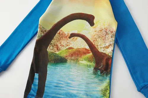 Miniatura 5 de Pijamas para niños, dinosaurio, cohete, espacio, 4 piezas, conjunto de ropa de dormir de 2 a 12 años