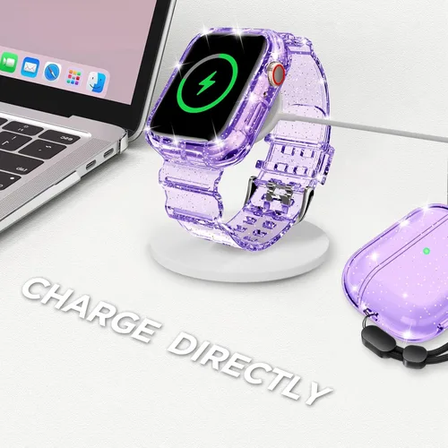 Miniatura 5 de DABAOZA - Correa compatible con Apple Watch de 49 mm, 46 mm, 45 mm, 44 mm, 42 mm, 41 mm, 40 mm, 38 mm, con protector, correa de TPU brillante