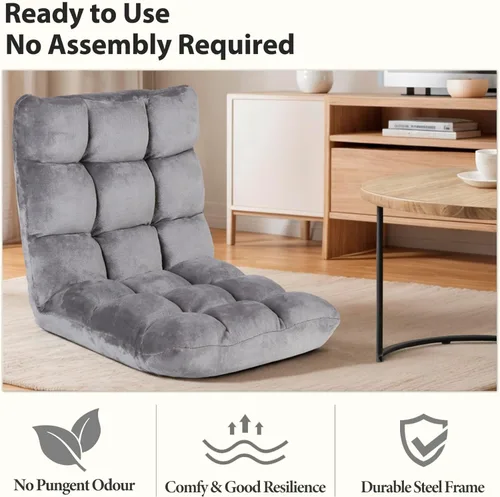 Miniatura 6 de Nouva Silla de suelo ajustable de 14 posiciones, sofá cama plegable, cojín plegable, silla para videojuegos, puf, asiento de lectura para adultos