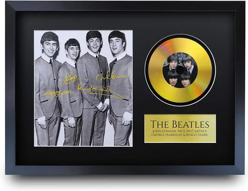 HWC Trading The Beatles John Lennon Paul McCartney George Harrison Ringo Starr Imagen impresa y firmada de 16 x 12 pulgadas para fanáticos de