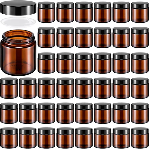 Norme 48 frascos de vidrio de 4 onzas con tapas a prueba de fugas, redondos, herméticos, vacíos, frascos cosméticos con forros internos en la tapa