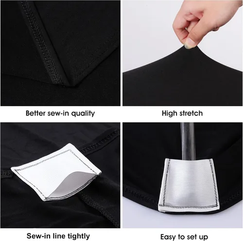 Miniatura 2 de BDDC - Paquete de 2 fundas de mesa ajustables de 1,2 m, fundas de mesa de elastano negras, manteles elásticos lavables y resistentes a las arrugas