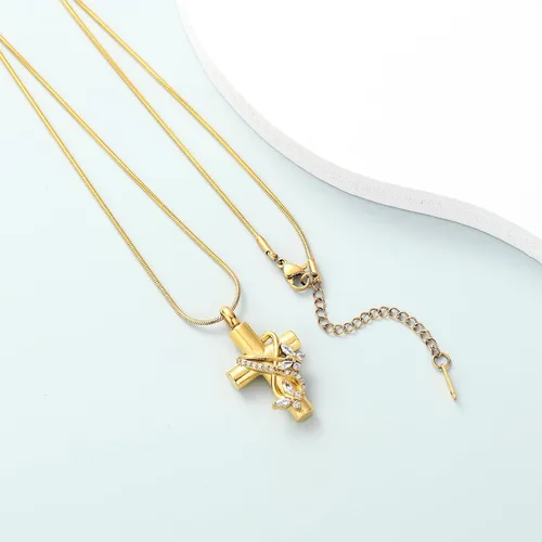 Miniatura 33 de Imrsanl Collar de urna de cruz de mariposa para cenizas, hombres y mujeres, joyería de cremación, colgante de cenizas para cenizas conmemorativas