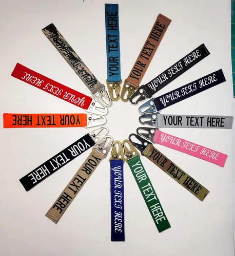 Miniatura 2 de Material de cinta de nombre personalizado bordado 4.5 "Sling Clip estilo equipaje, caja, cinturón, engranaje, llavero. Más de 40 colores para elegir.